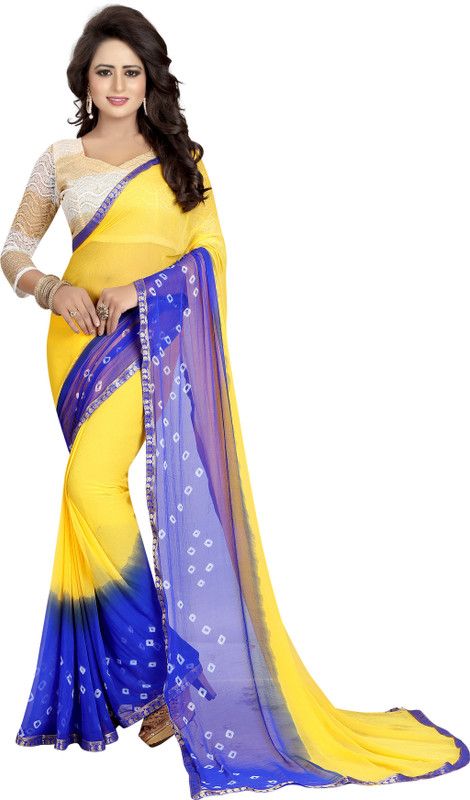 Fashion Chiffon Saree  (Yellow)