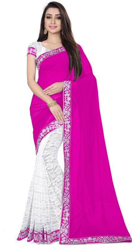 Self Design Bollywood Georgette, Cotton Blend Saree  (Pink)