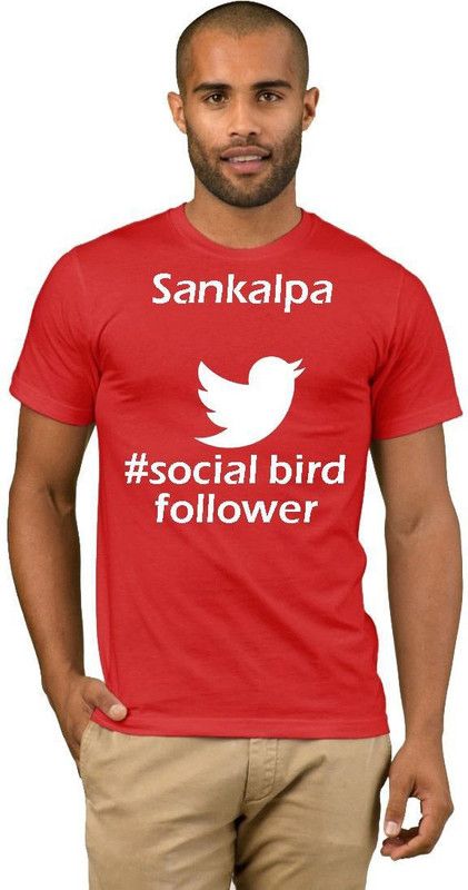 Sankalpa Twitter Quotation Style Fashion V19 Men Printed Round Neck Cotton Blend Red T-Shirt