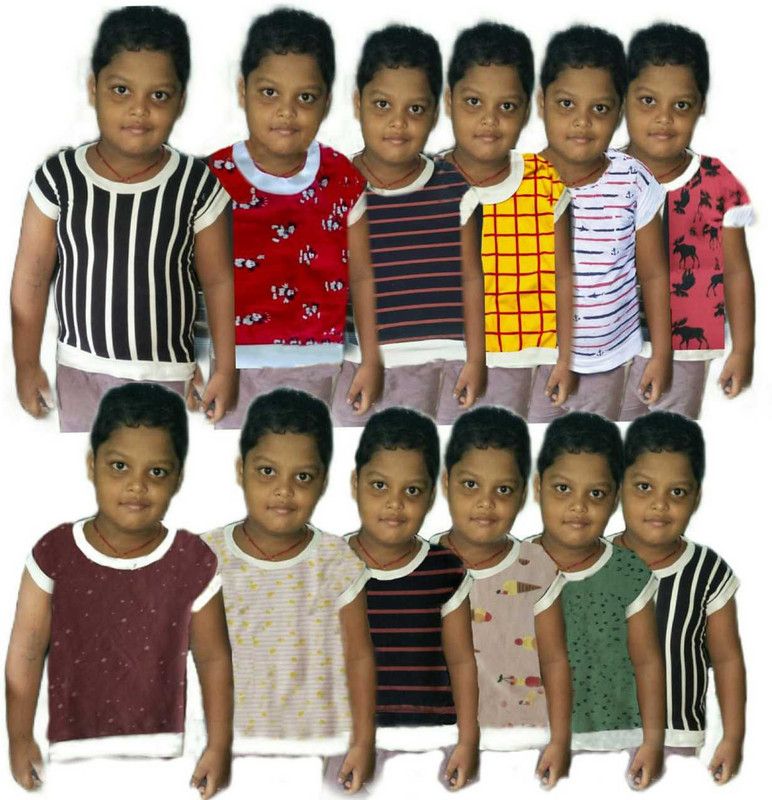 Baby Boys & Baby Girls Graphic Print Cotton Blend T Shirt  (Multicolor, Pack of 10)