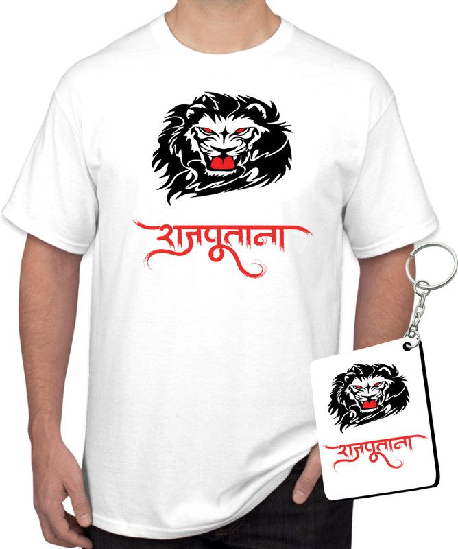 Men Printed, Typography Round Neck Poly Cotton White T-Shirt