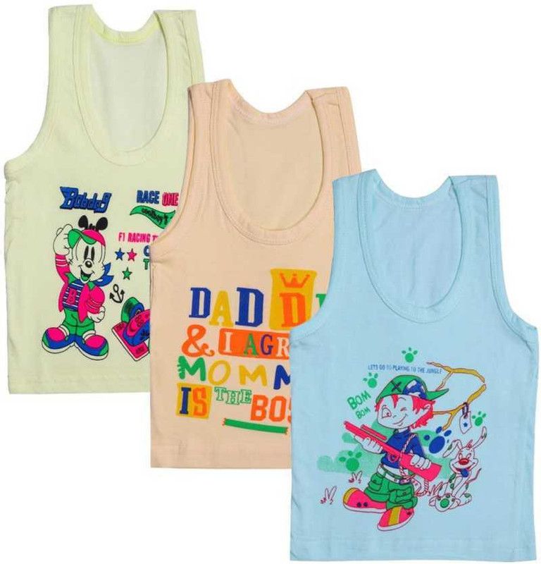 Vest For Baby Boys Cotton  (Multicolor, Pack of 3)