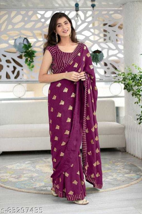 Woven Bollywood Georgette Saree  (Purple)