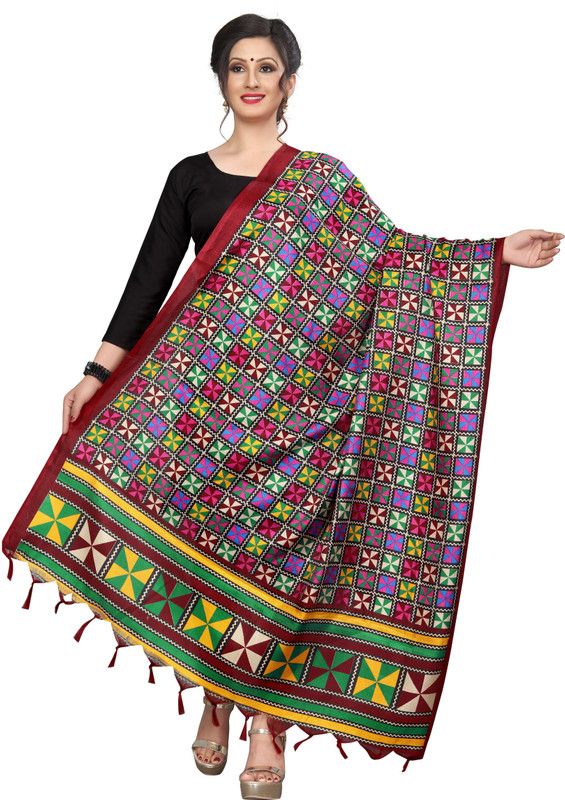 Art Silk Printed Multicolor Women Dupatta