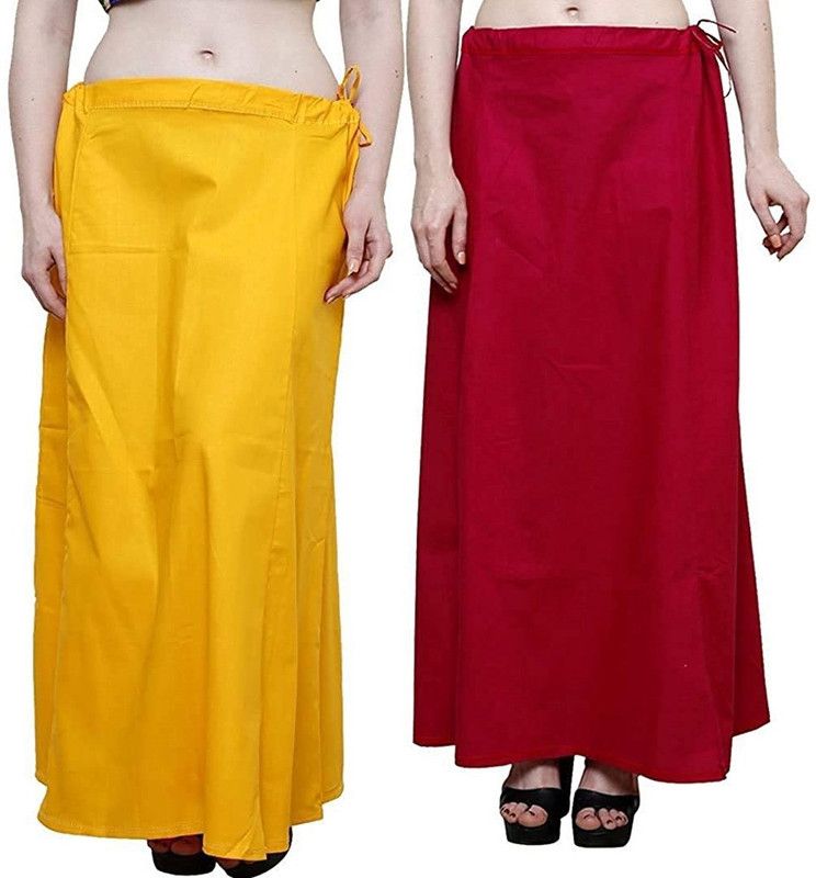 Women red Yellow Combo Cotton Petticoat Free Size Pure Cotton Petticoat  (Free)