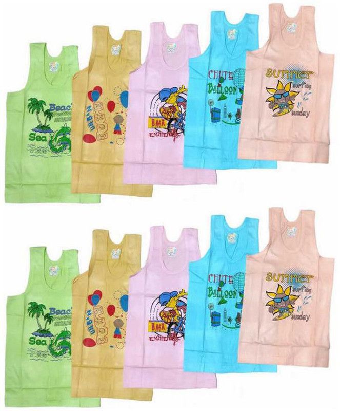 Vest For Baby Boys & Baby Girls Cotton Blend  (Multicolor, Pack of 10)