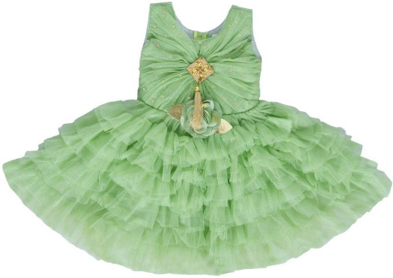 Baby Girls Midi/Knee Length Party Dress  (Dark Green, Sleeveless)