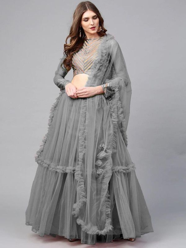 Stitched Lehenga Choli  (Grey)