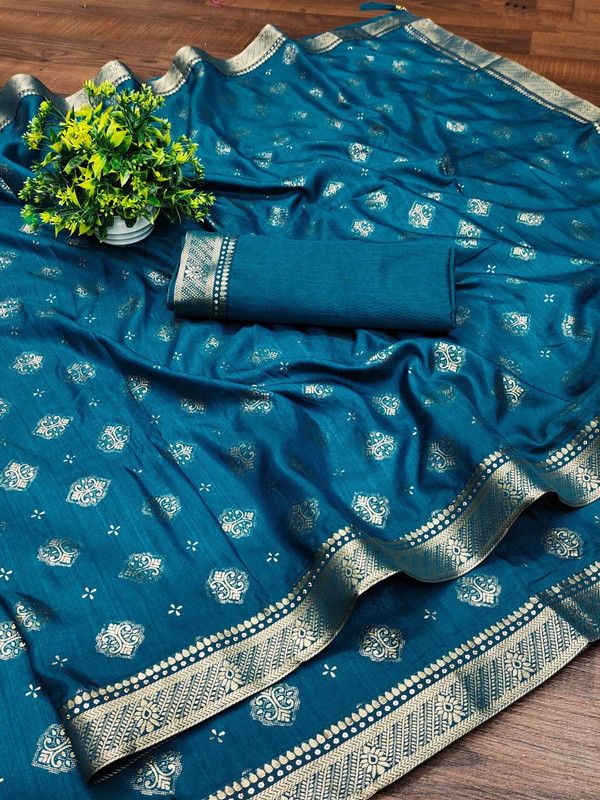 Printed, Embellished Bollywood Art Silk Saree  (Light Blue)