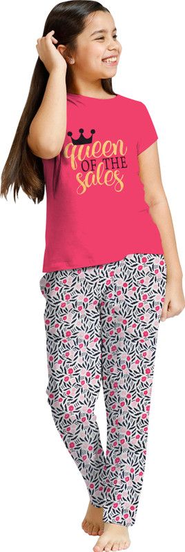 Girls Top & Pyjama Set Red Printed