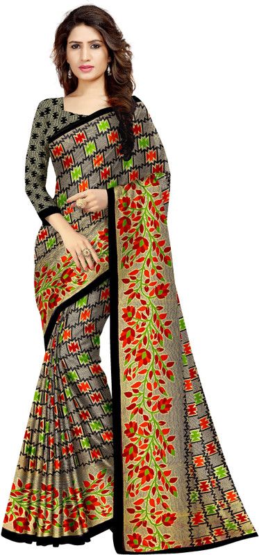 Floral Print Bollywood Polyester Saree  (Multicolor)
