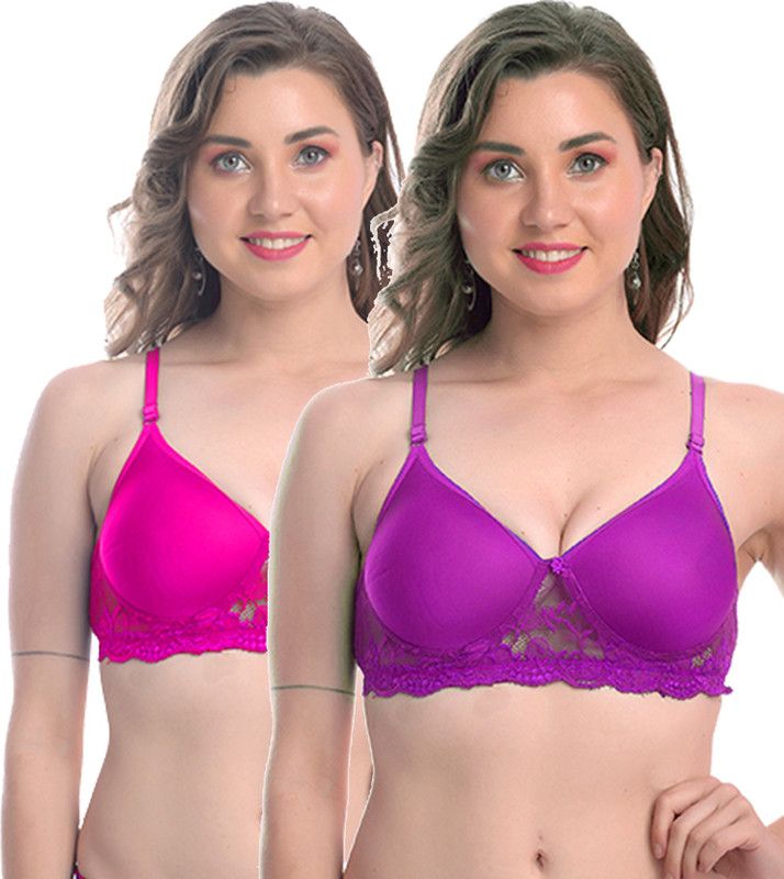 Women Push-up Lightly Padded Bra  (Pink, Purple)
