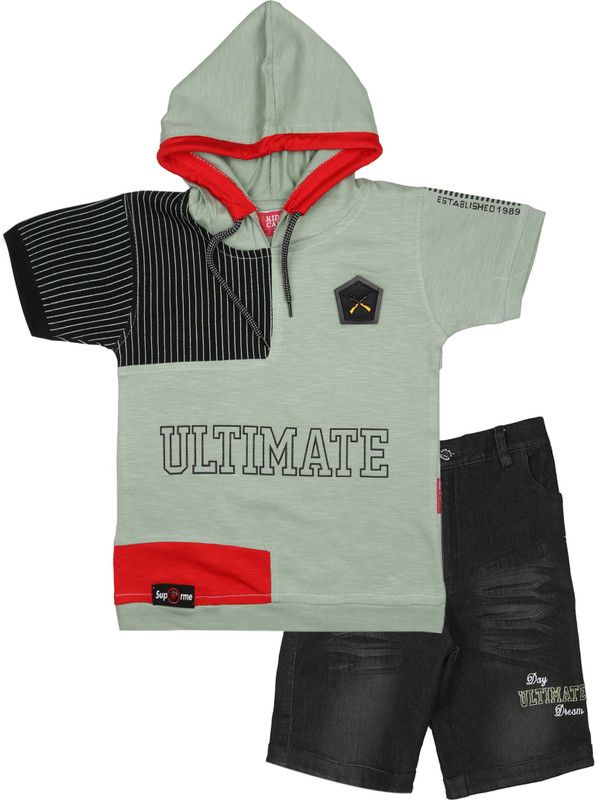 Boys Casual T-shirt Pant  (Green)