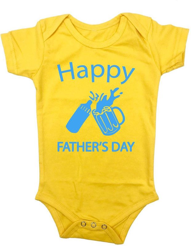 FUNCART Baby Boys & Baby Girls Yellow Bodysuit