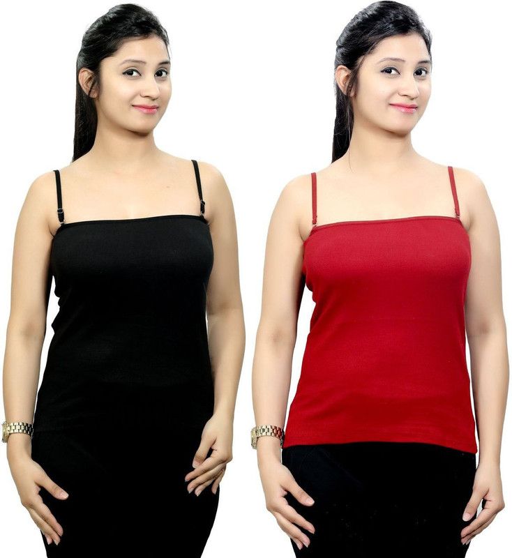 Women Maroon, Black Camisole