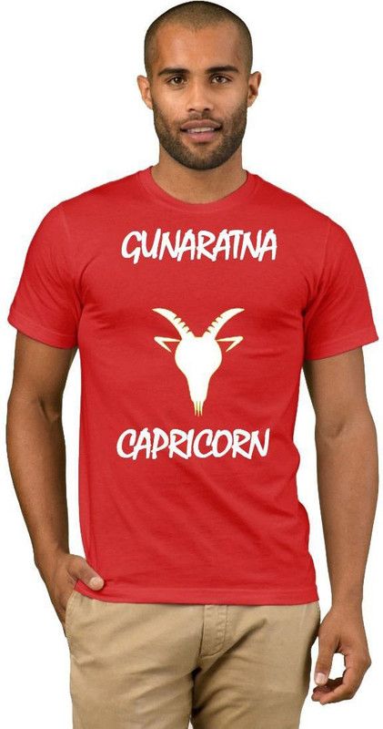 Gunaratna Zodiac Capricorn Style Fashion V12 Men Printed Round Neck Cotton Blend Red T-Shirt