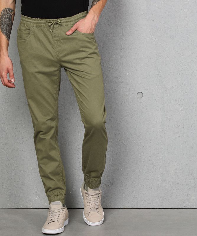 Regular Fit Men Cotton Blend Brown Cotton Blend Trousers