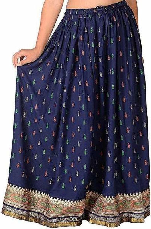 Women Printed Regular Dark Blue Skirt