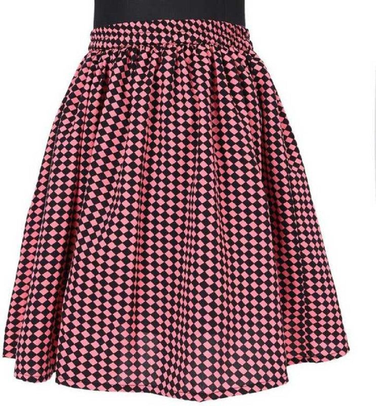 Girls Polka Print A-line Beige Skirt