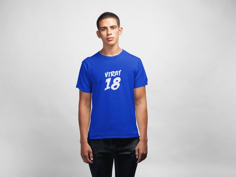 Graphic printed T-shirt For men and boys Men Printed Round Neck Cotton Blend Blue T-Shirt