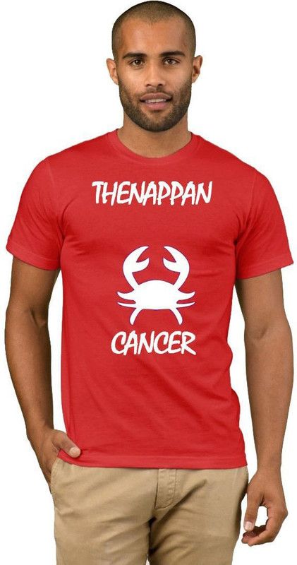 Thenappan Zodiac Cancer Style Fashion V06 Men Printed Round Neck Cotton Blend Red, White T-Shirt