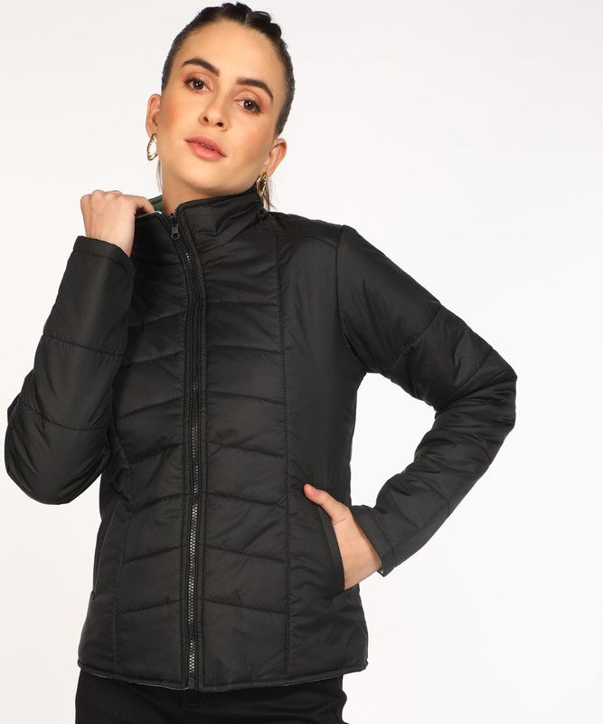 Women Solid Quilted Jacket