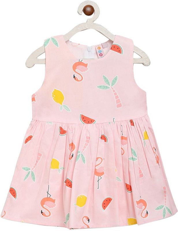 Girls Midi/Knee Length Casual Dress  (Pink, Sleeveless)