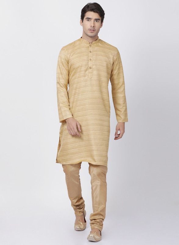 Men Kurta and Churidar Set Silk Blend