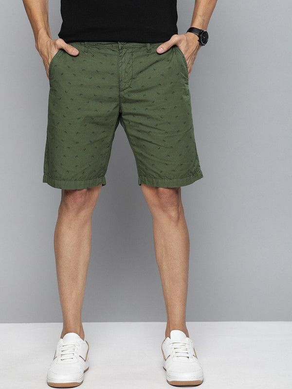 Printed Men Green Chino Shorts