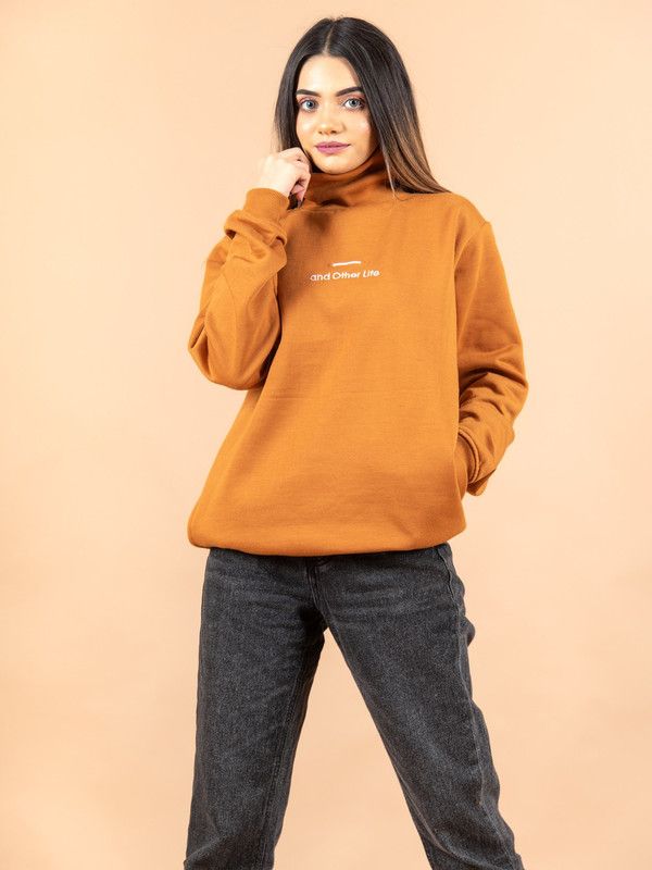 Women Printed Turtle Neck Yellow Sweater