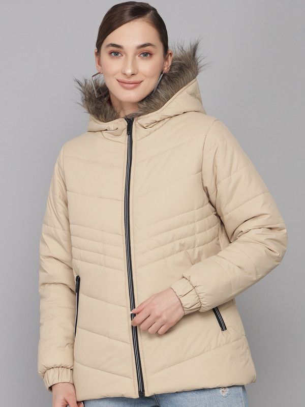 Women Solid Puffer Jacket