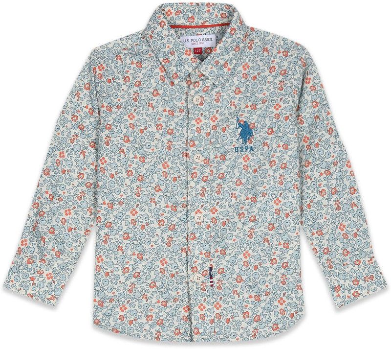 Baby Boys Regular Fit Printed Spread Collar Casual Shirt