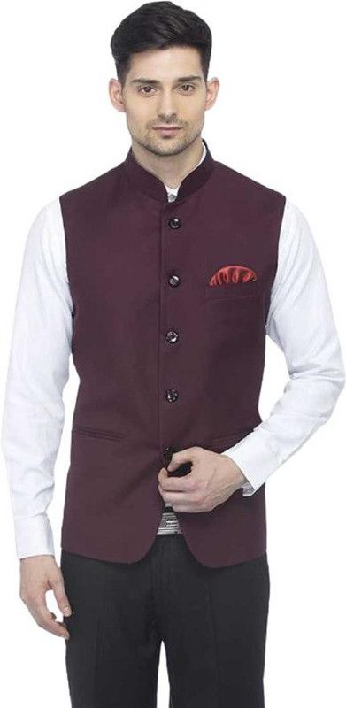 Men's Silk Blend Purple Nehru Jacket Men Solid Nehru Jacket