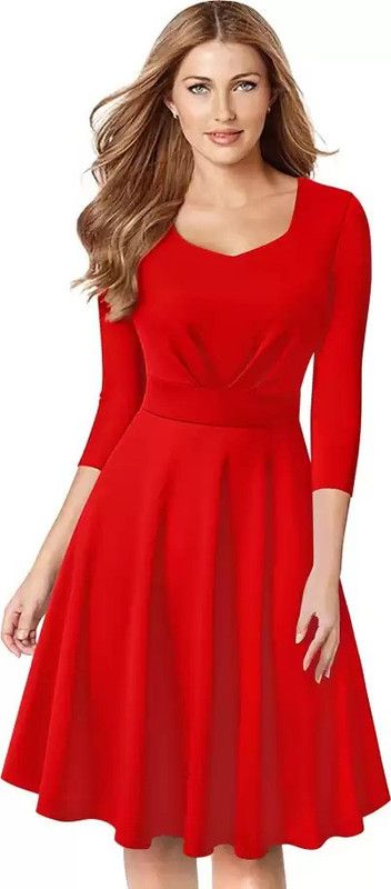 Women Empire Waist Red Dress