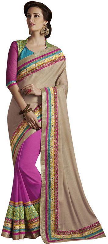 Self Design Bollywood Cotton Blend Saree  (Gold)