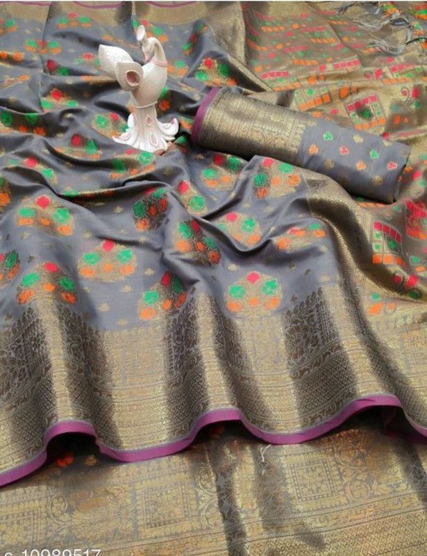 Solid Dharmavaram Cotton Blend Saree  (Multicolor)