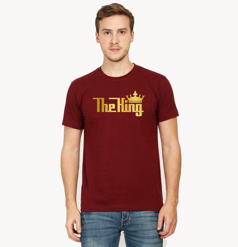 The King Maroon T-shirt Men Printed Round Neck Pure Cotton Maroon T-Shirt