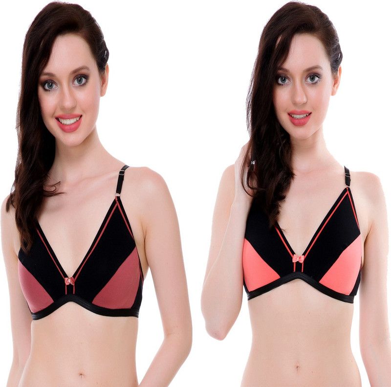 Pack of 2 Women Full Coverage Non Padded Bra  (Brown, Beige)