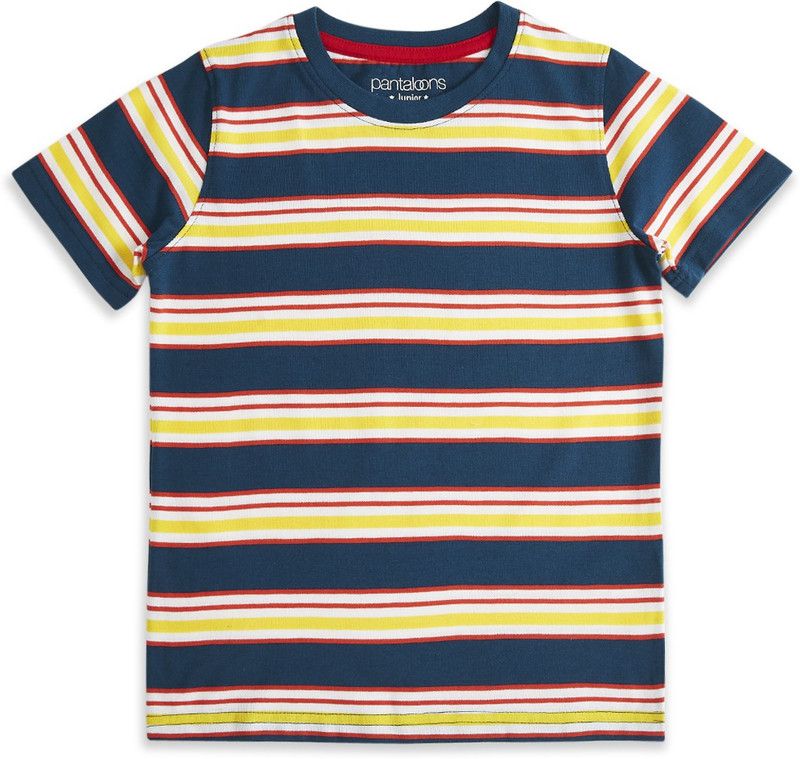 Boys Striped Pure Cotton T Shirt  (Grey, Pack of 1)