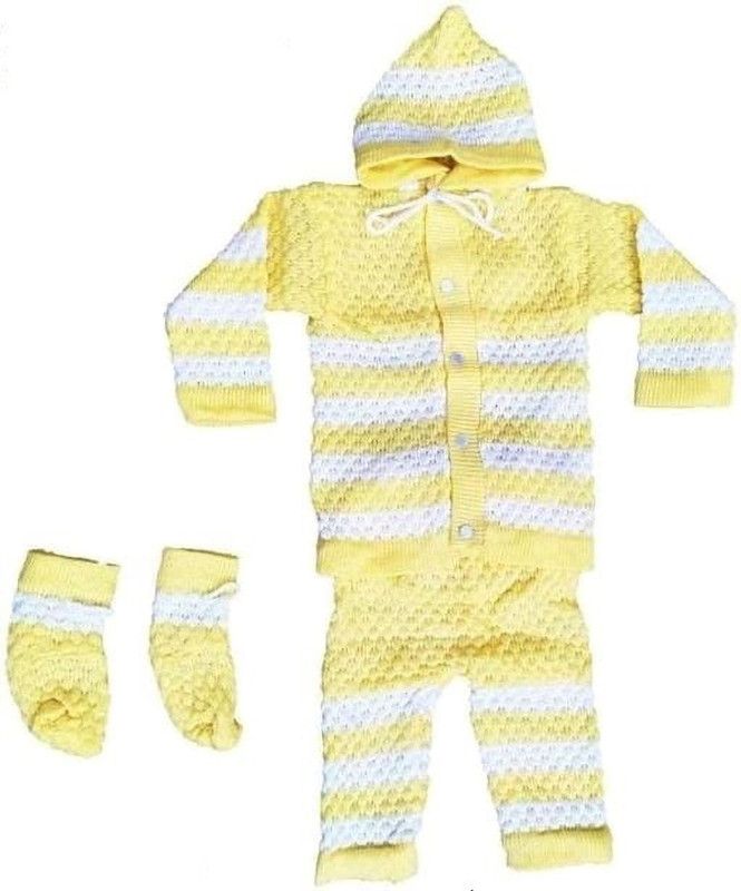 Baby Boys & Baby Girls Casual Sweater Pyjama, Mitten  (Yellow)
