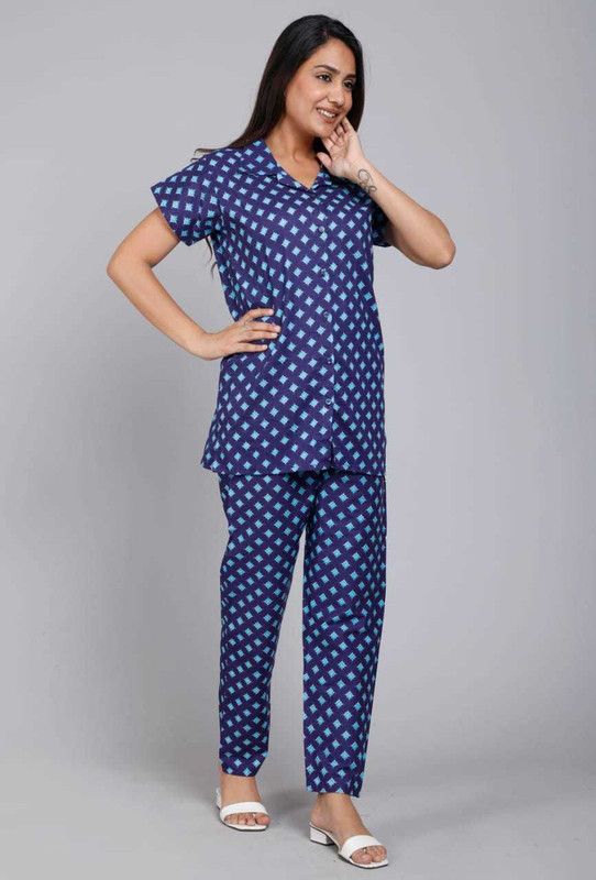 Women Co-ords Blue Floral Print
