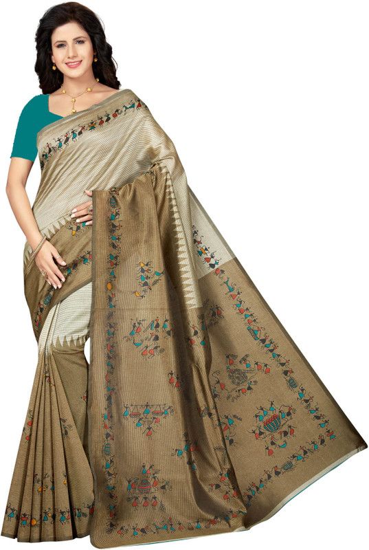 Printed, Self Design Bollywood Art Silk Saree  (Grey)