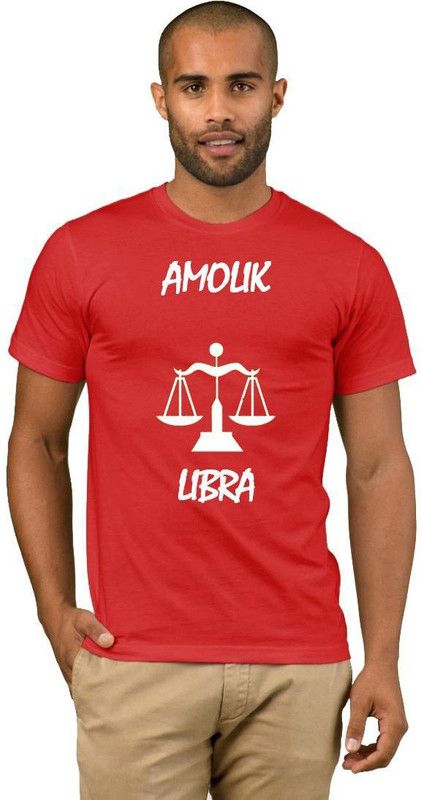 Amolik Zodiac Libra Style Fashion V09 Men Printed Round Neck Cotton Blend Red T-Shirt