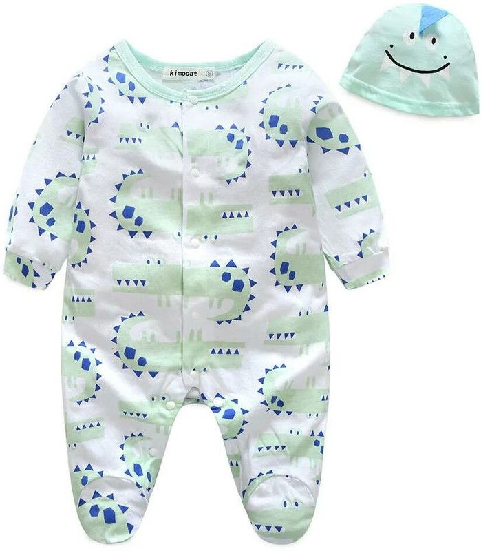 Dungaree For Baby Girls Casual Printed Pure Cotton  (Green, Pack of 1)