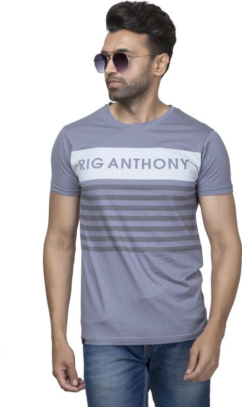 Men's Cotton Slim Fit casual Round Neck T- Shirt Men Printed Round Neck Cotton Blend Grey T-Shirt