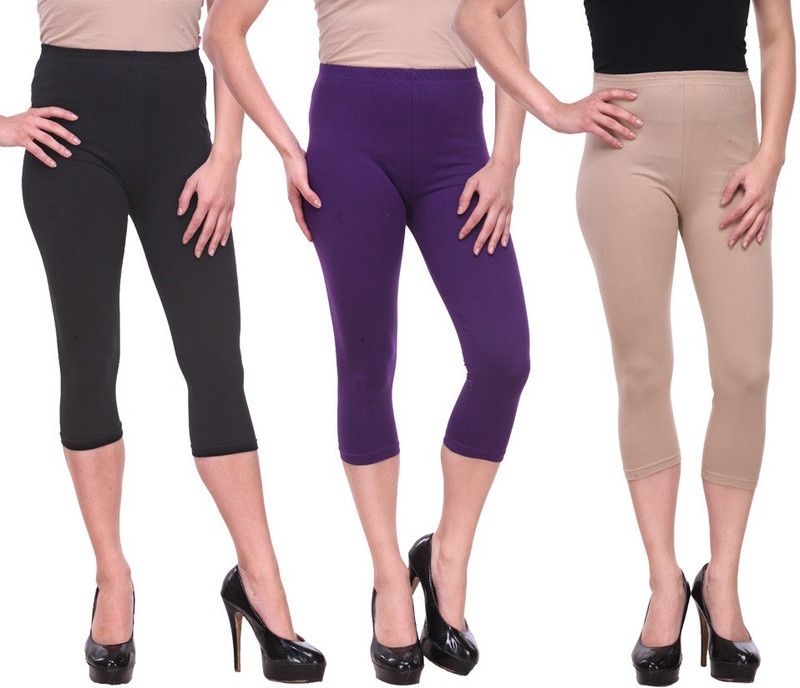 Fashion Women Purple, Black, Beige Capri