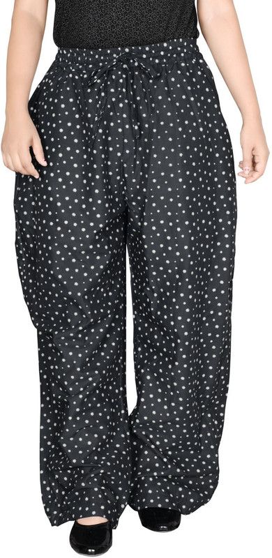 Women Regular Fit White, Black Cotton Blend Trousers