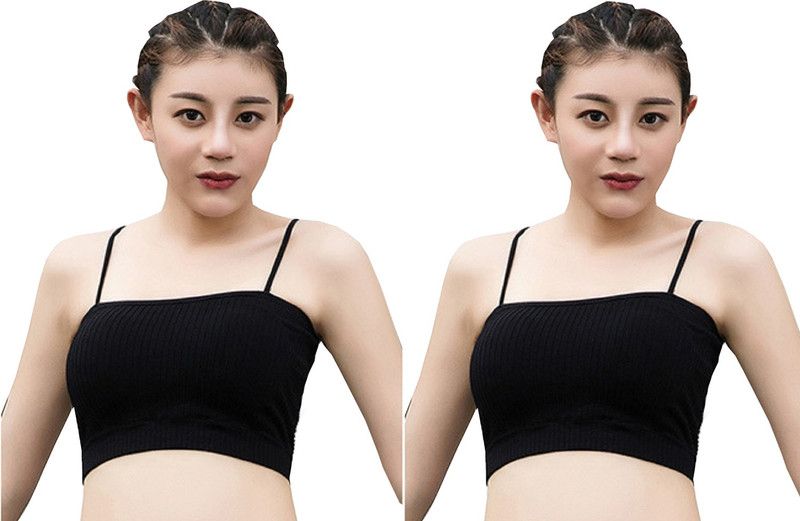 Pack of 2 Women Bralette Heavily Padded Bra  (Black, Black)