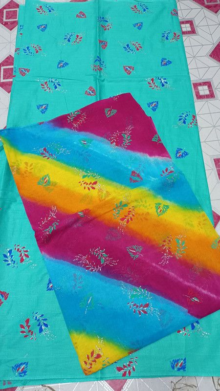 Printed Semi Stitched Rajasthani Poshak  (Light Blue)