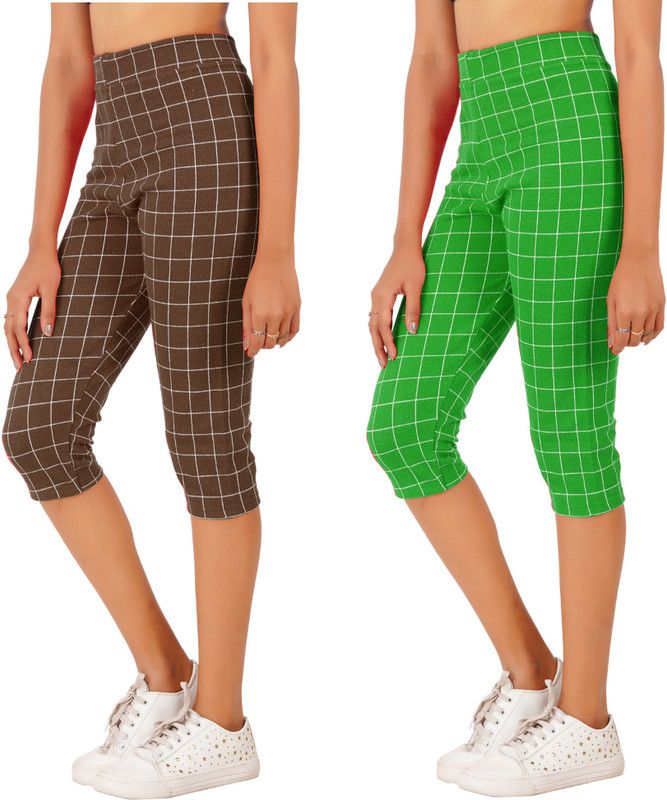 Women Brown, Green Capri